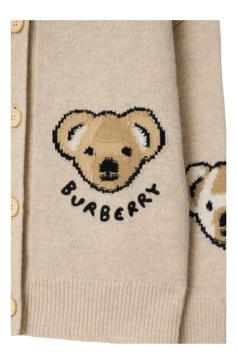 Burberry Thomas Bear Wool Cardigan, Alternate, color, Barley
