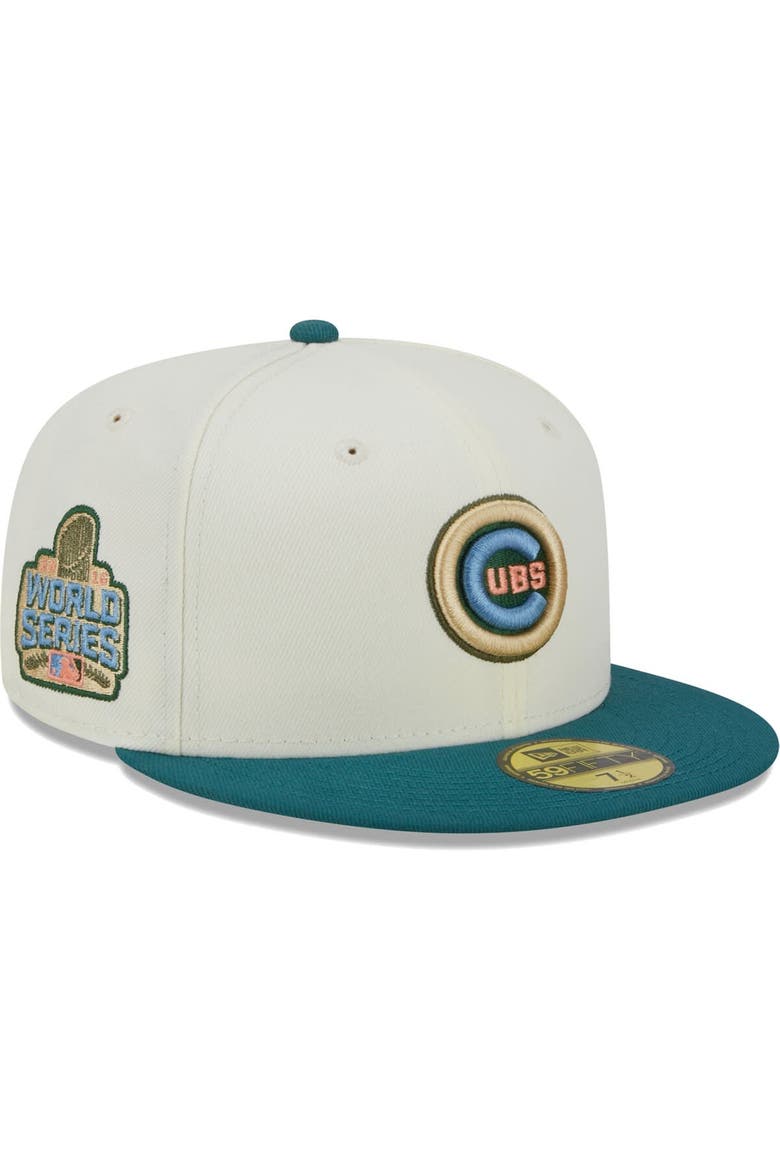 Men's New Era Cream Chicago Cubs Chrome Evergreen 59FIFTY Fitted Hat, Main, color, Cream