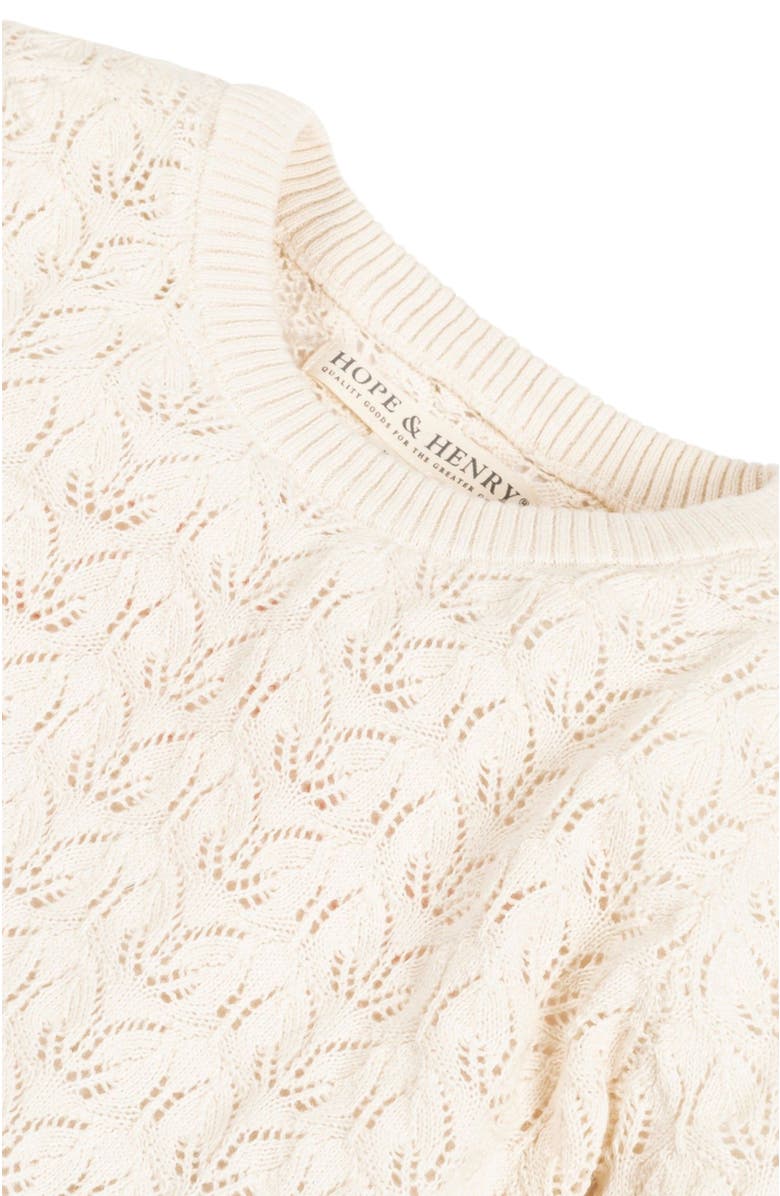 Hope & Henry Baby Girls' Balloon Sleeve Pointelle Sweater, Infant, Alternate, color, Ivory Leaf Pointelle