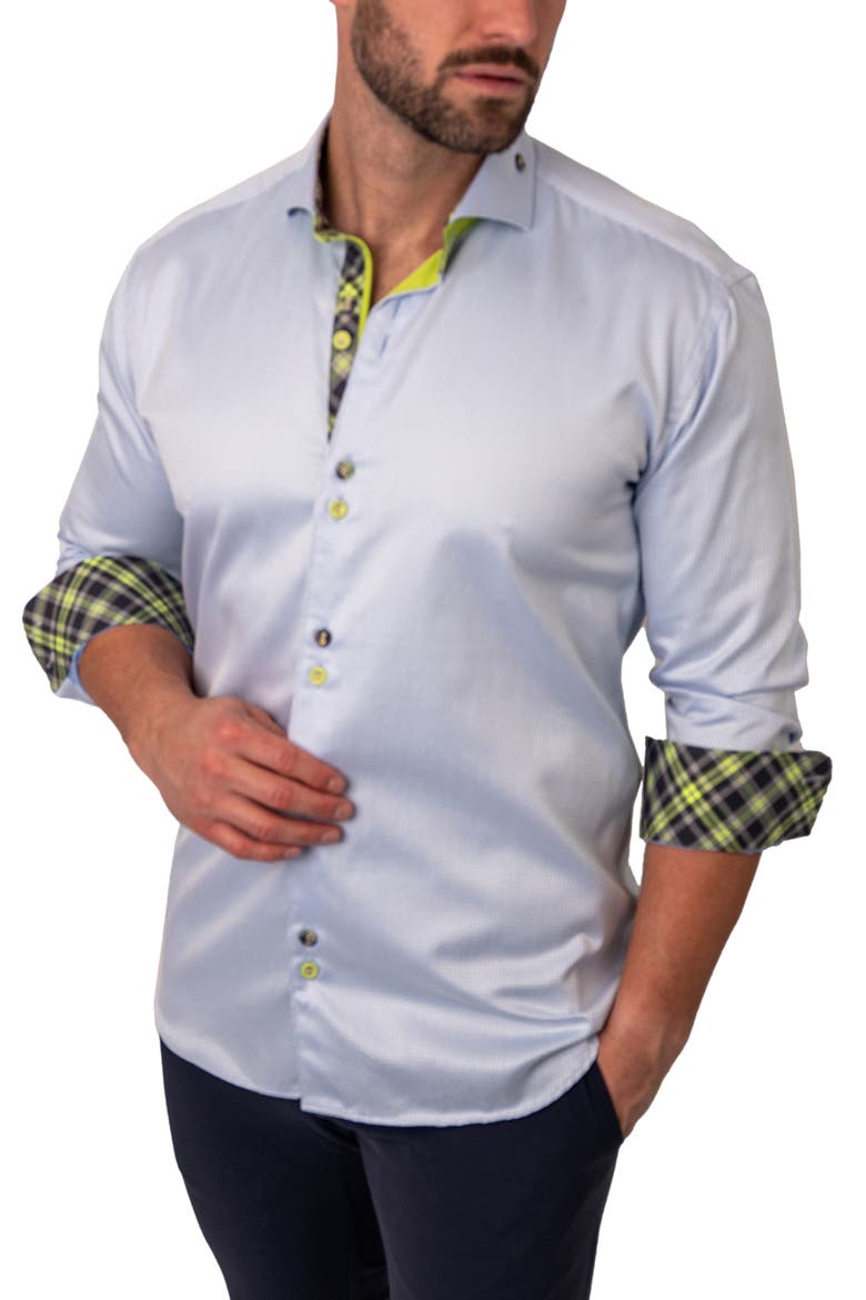 Einstein Repeated Blue Contemporary Fit Button-Up Shirt, Alternate, color, BLUE