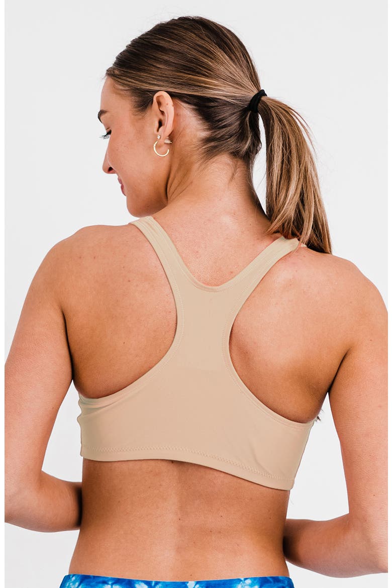 Racerback Swim Bra With Removable Cups, Alternate, color, Honey
