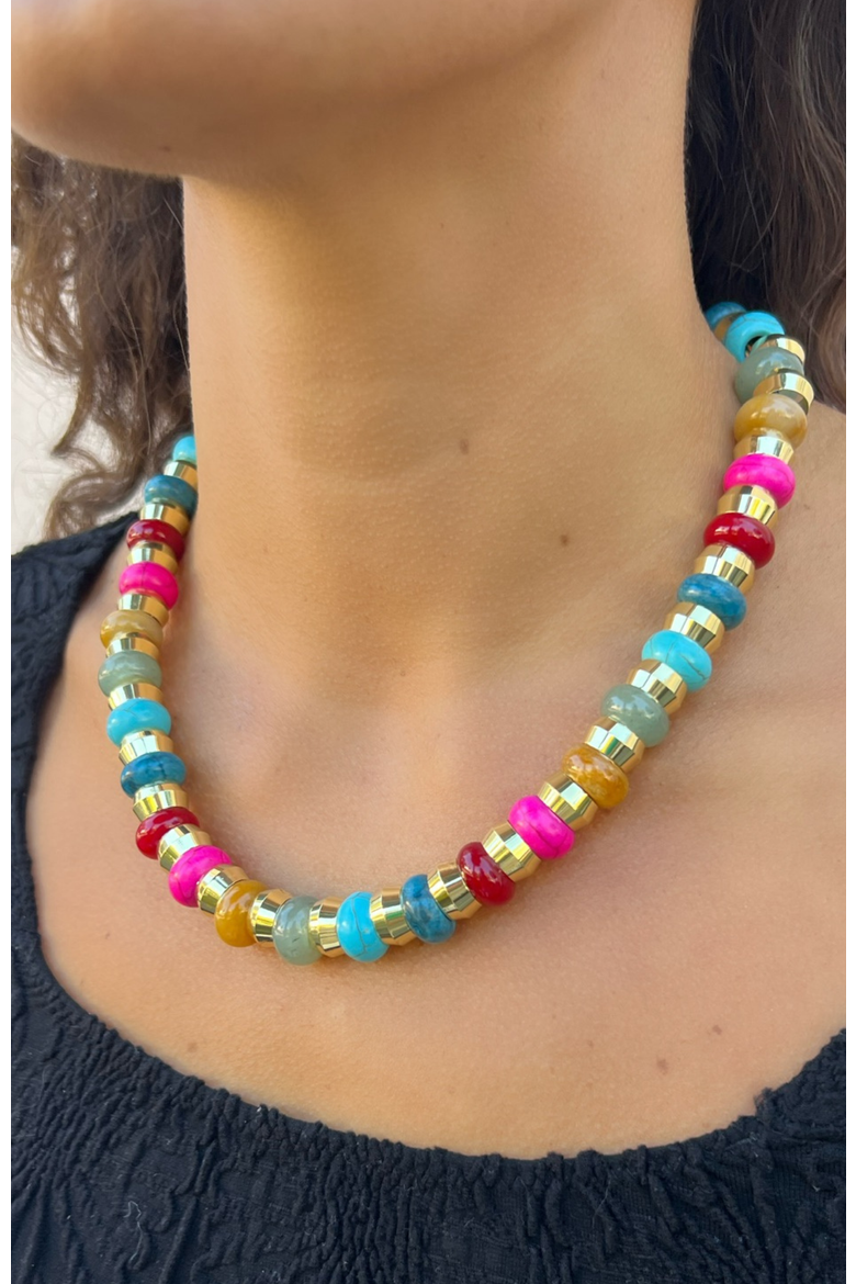 Semi Precious Necklace, Alternate, color, Spectrum