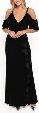 Petal & Pup Micah Cold Shoulder Velvet Dress