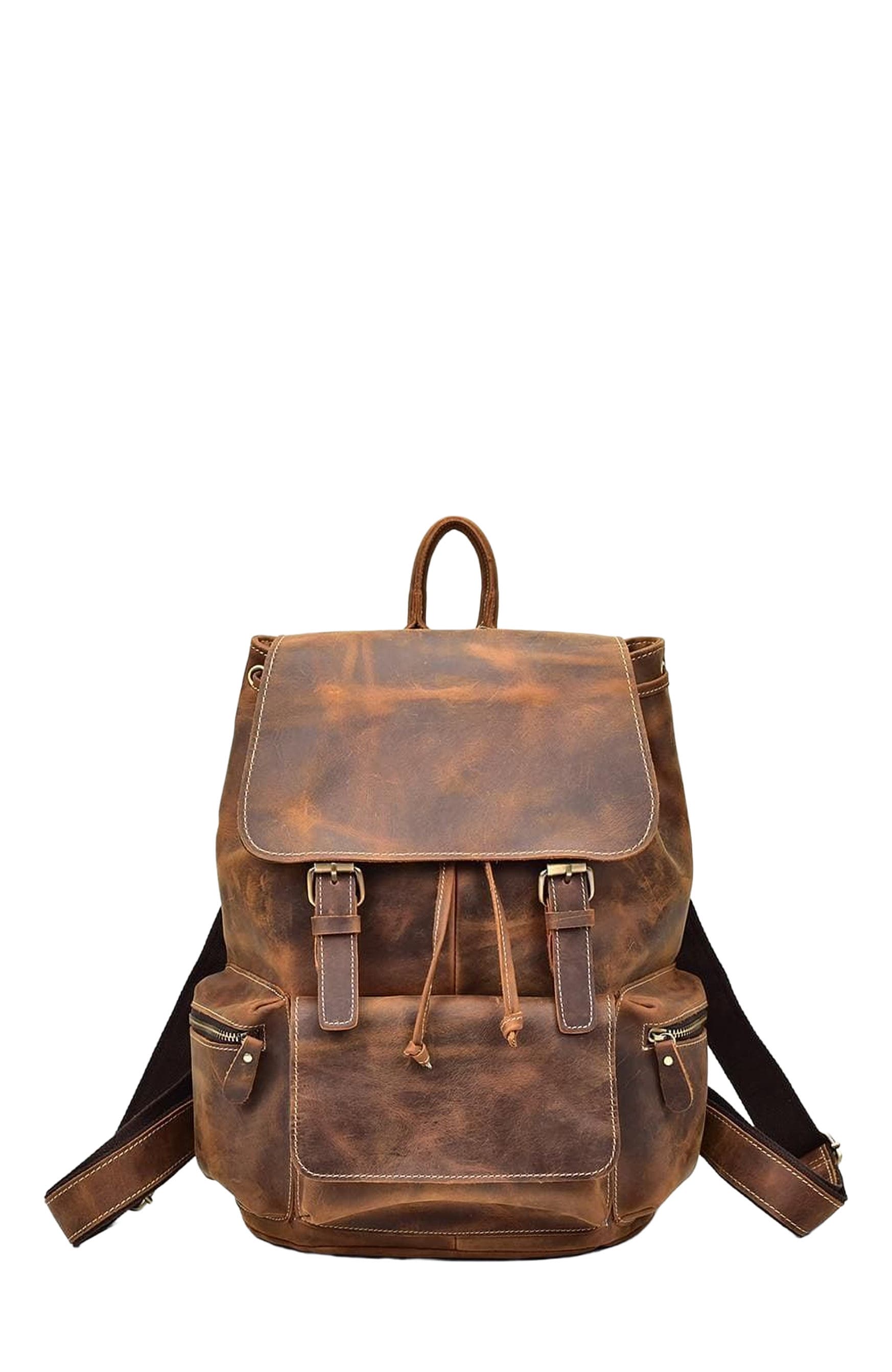 STEEL HORSE LEATHER The Hagen Backpack | Vintage Leather Backpack, Alternate, color, Brown