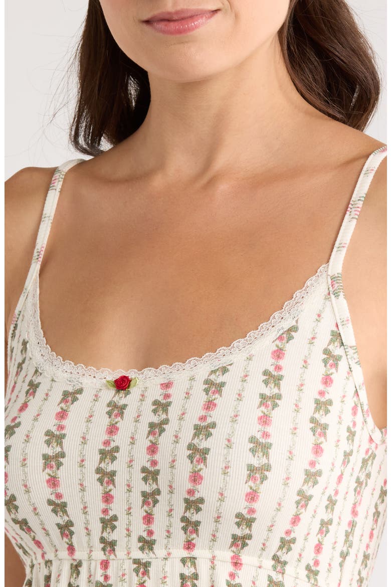Print Babydoll Chemise, Alternate, color, HEIRLOOM ROSE