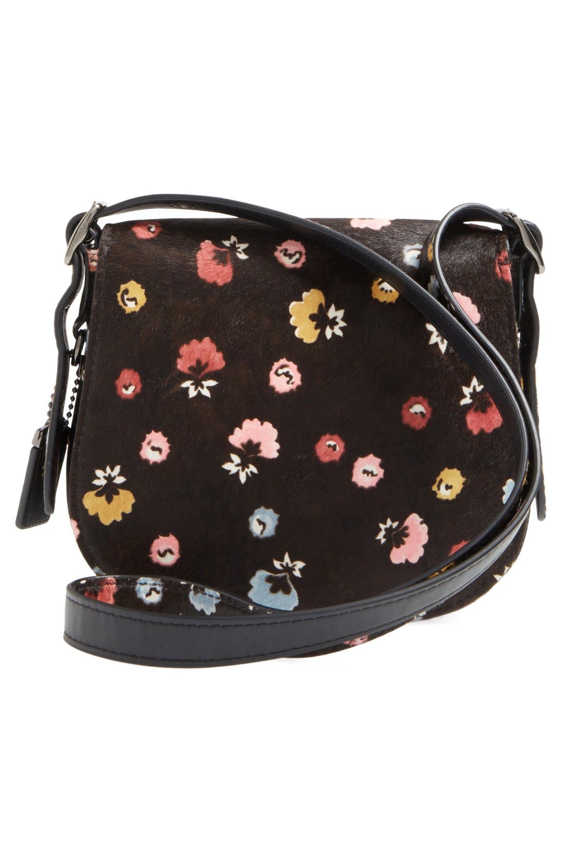 COACH 1941 '23' Flower Print Genuine Calf Hair Saddle Bag, Alternate, color, 