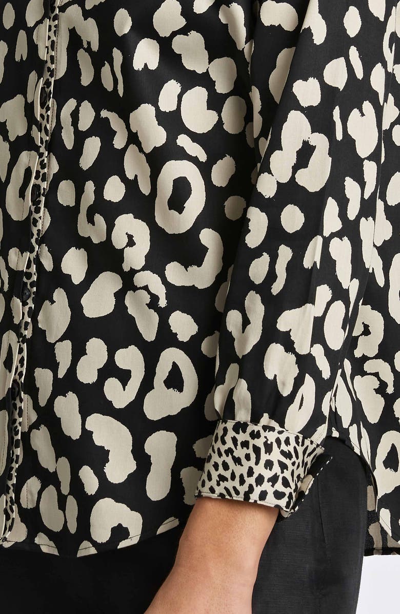 Foxcroft Cheetah Print Shirt, Alternate, color, Silver Birch/Bl