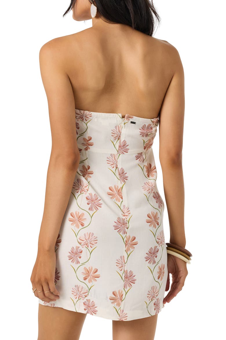 Cassie Floral Strapless Minidress, Alternate, color, TOFU