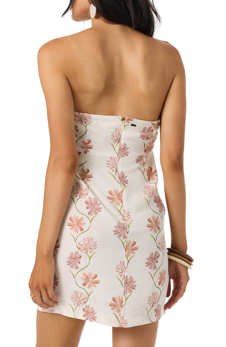 O'Neill Cassie Floral Strapless Minidress, Alternate, color, Tofu