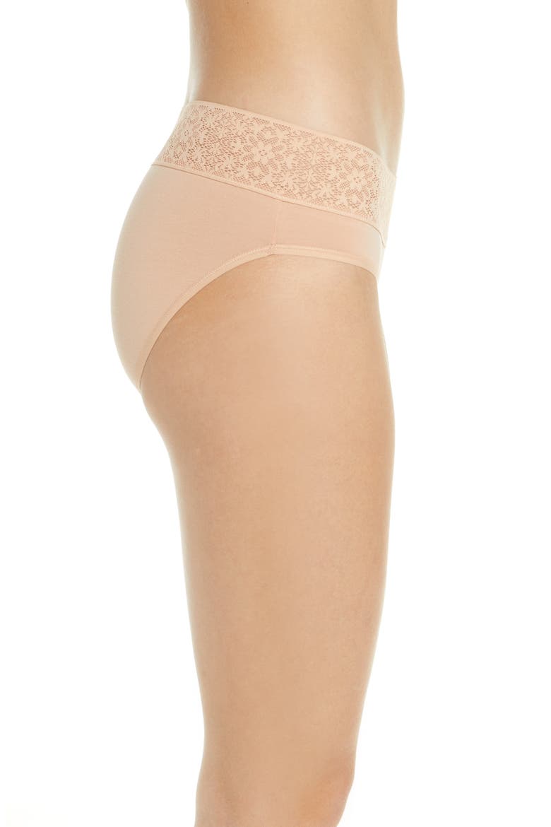Cool Cotton Lace Briefs, Alternate, color, MAPLE SUGAR