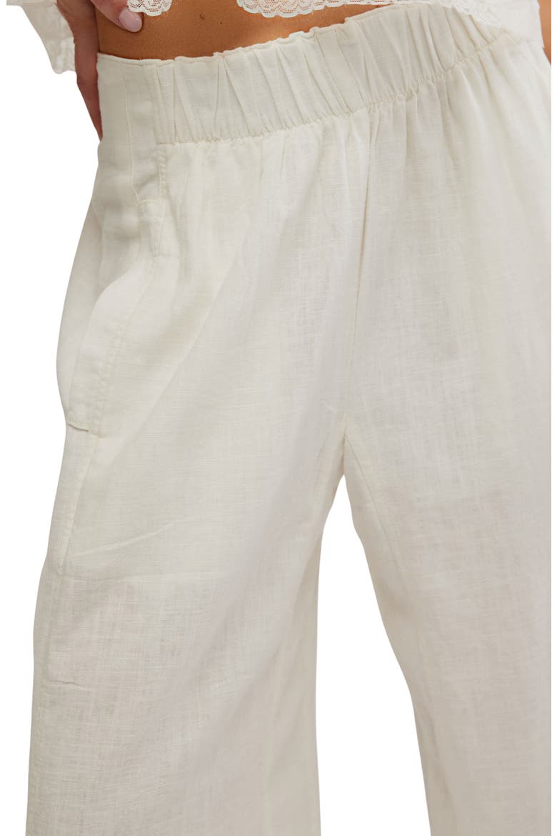 Days End Pull-On Linen Blend Wide Leg Pants, Alternate, color, CLEAN IVORY