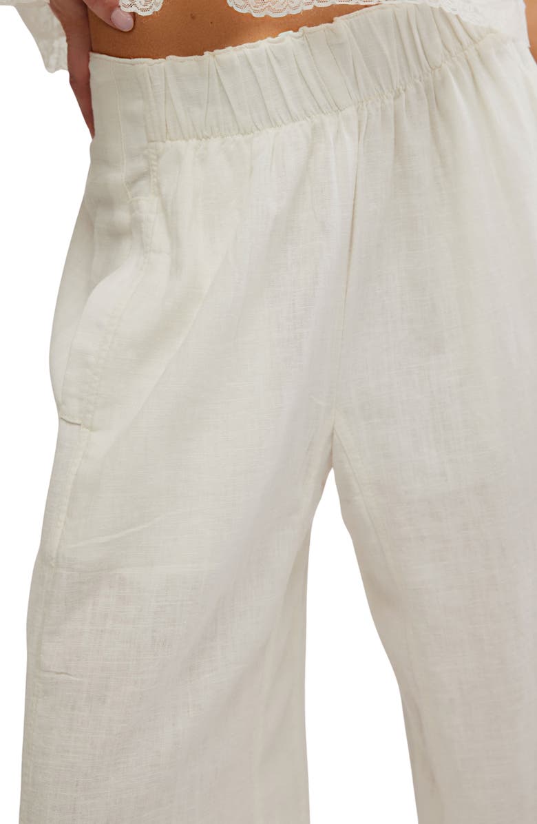 Free People Days End Pull-On Linen Blend Wide Leg Pants, Alternate, color, Clean Ivory