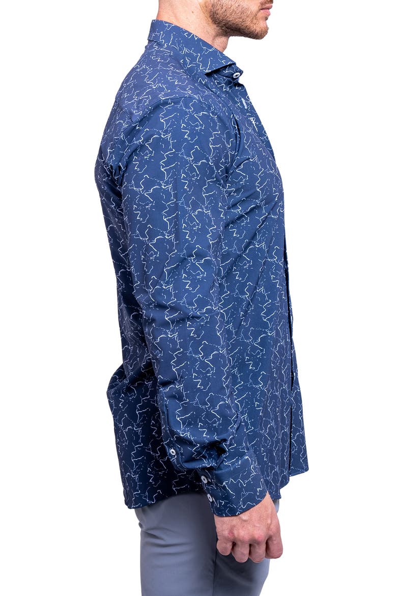 Einstein Print Button-Up Shirt, Alternate, color, BLUE