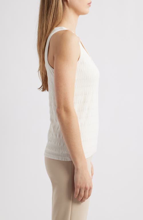 Anne Klein Pucker Wave Knit Scoop Neck Tank In Light Dune