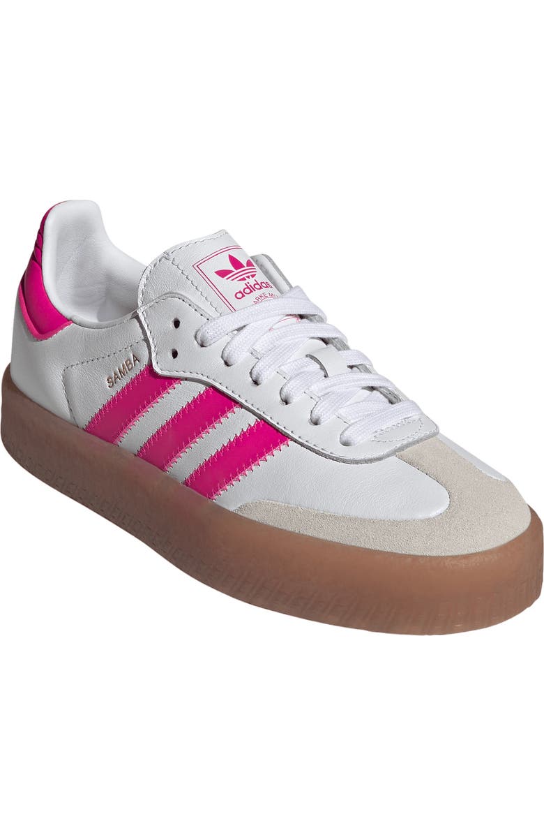 adidas Kids' Sambae Sneaker, Main, color, White/ Shock Pink/ Gold