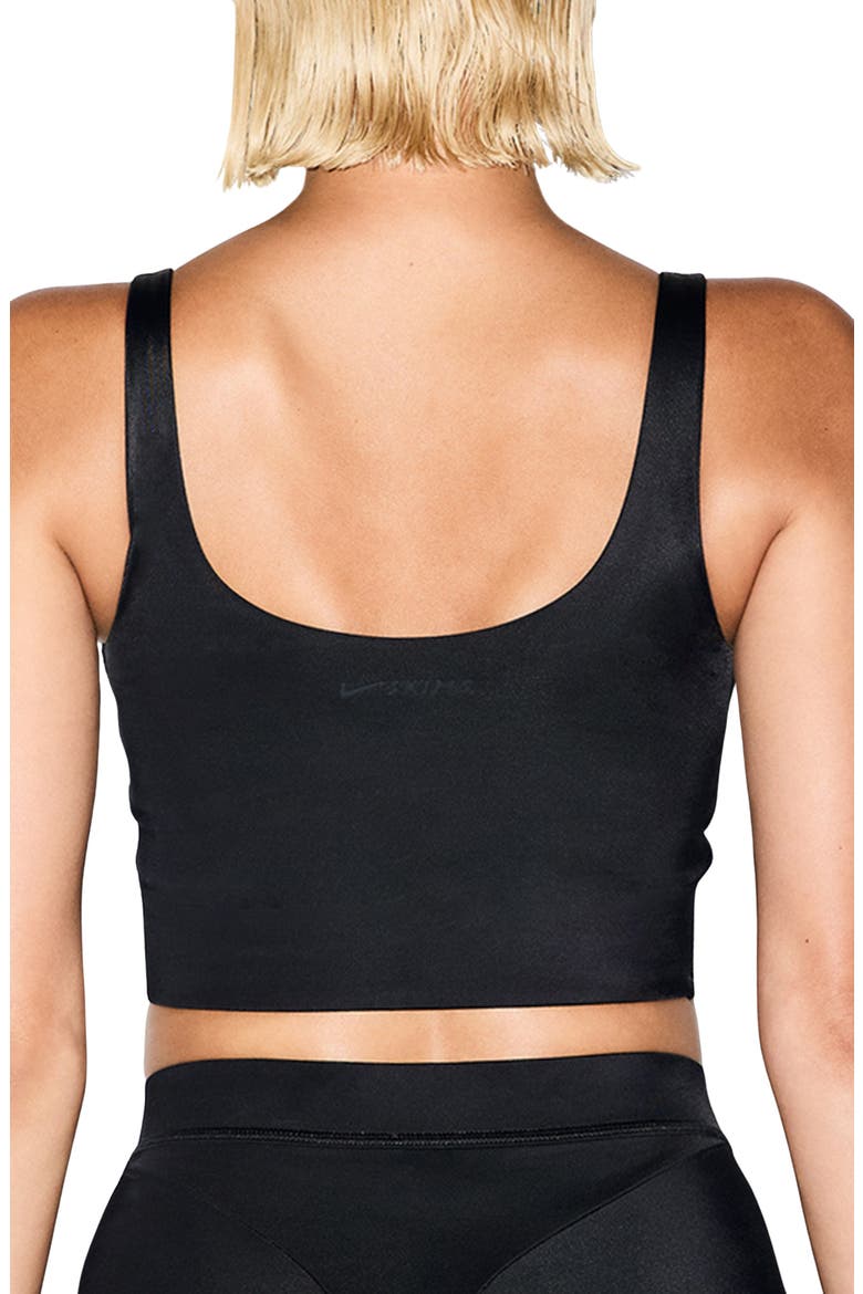 Shine Scoop Neck Bra, Alternate, color, OBSIDIAN