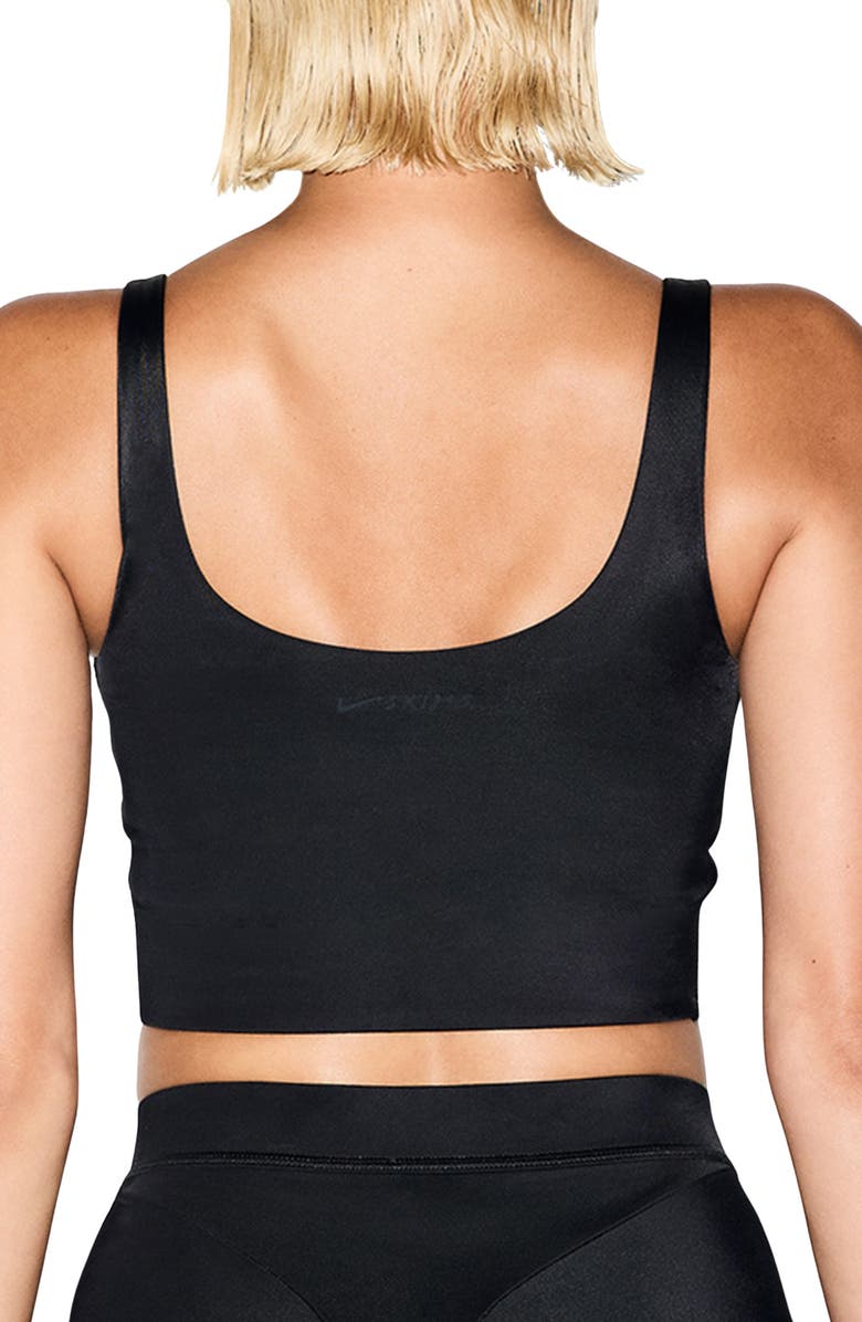 NikeSKIMS Shine Scoop Neck Bra, Alternate, color, Obsidian
