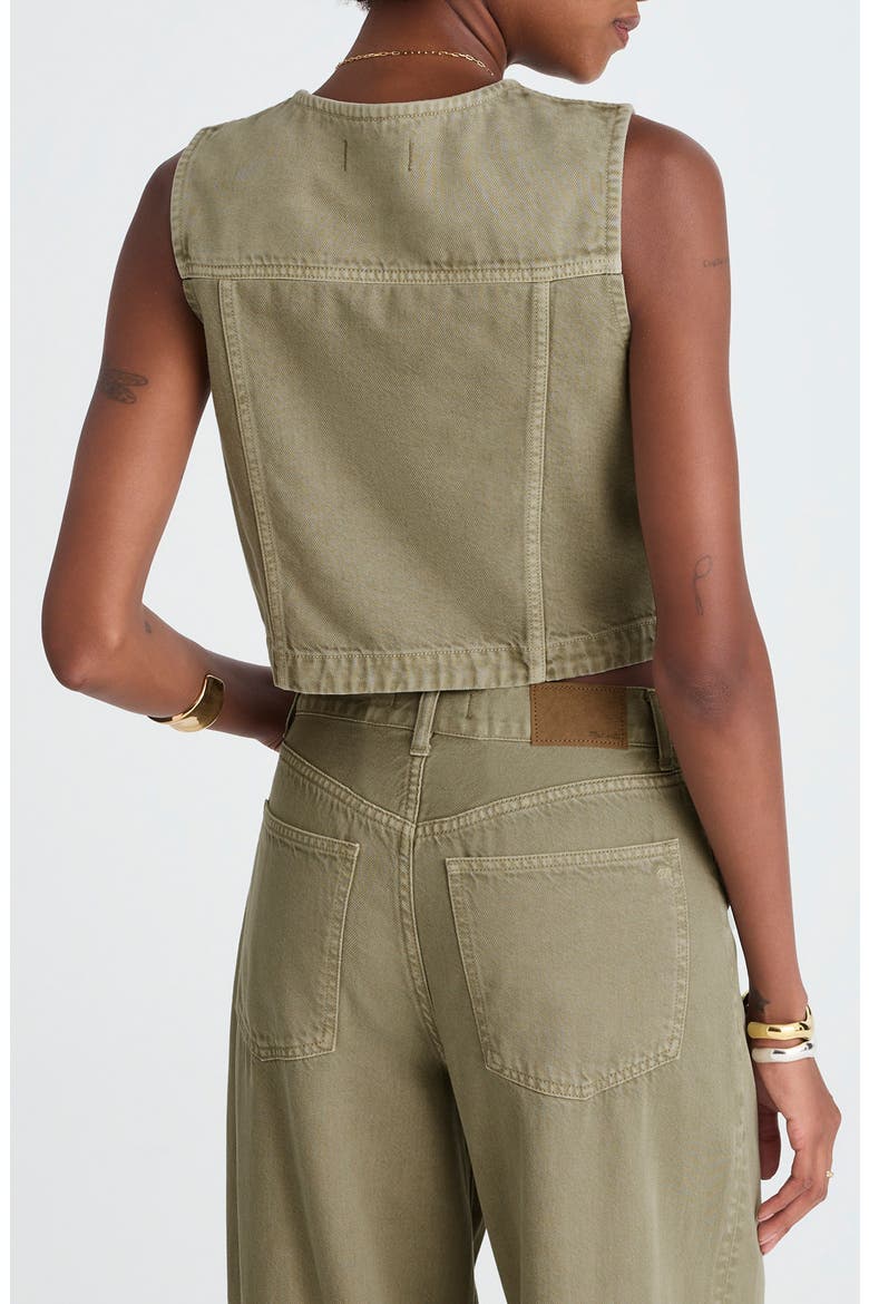 Crop Denim Vest, Alternate, color, SAGEBRUSH