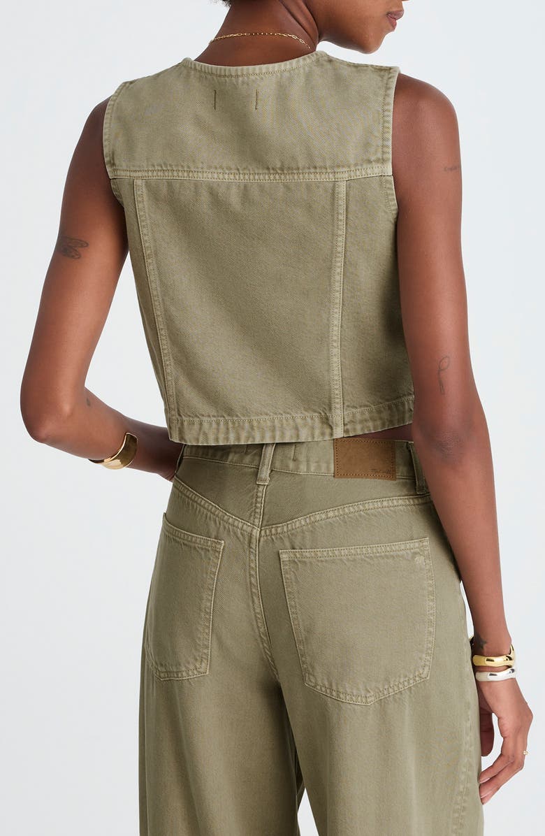 Madewell Crop Denim Vest, Alternate, color, Sagebrush