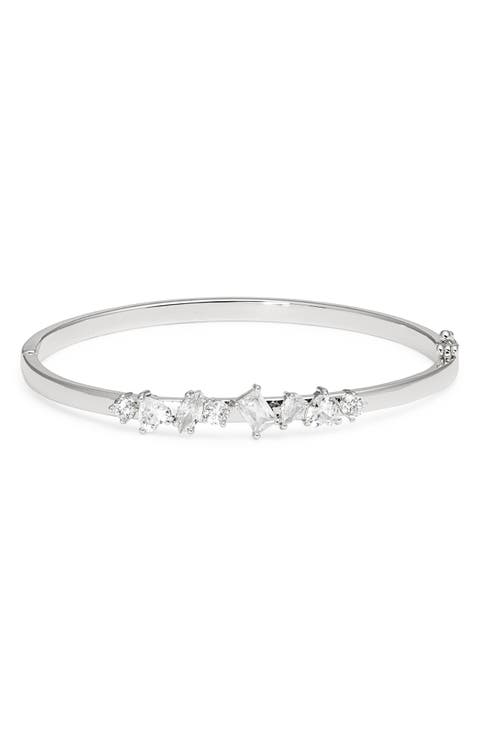 Cubic Zirconia Cluster Hinge Bangle