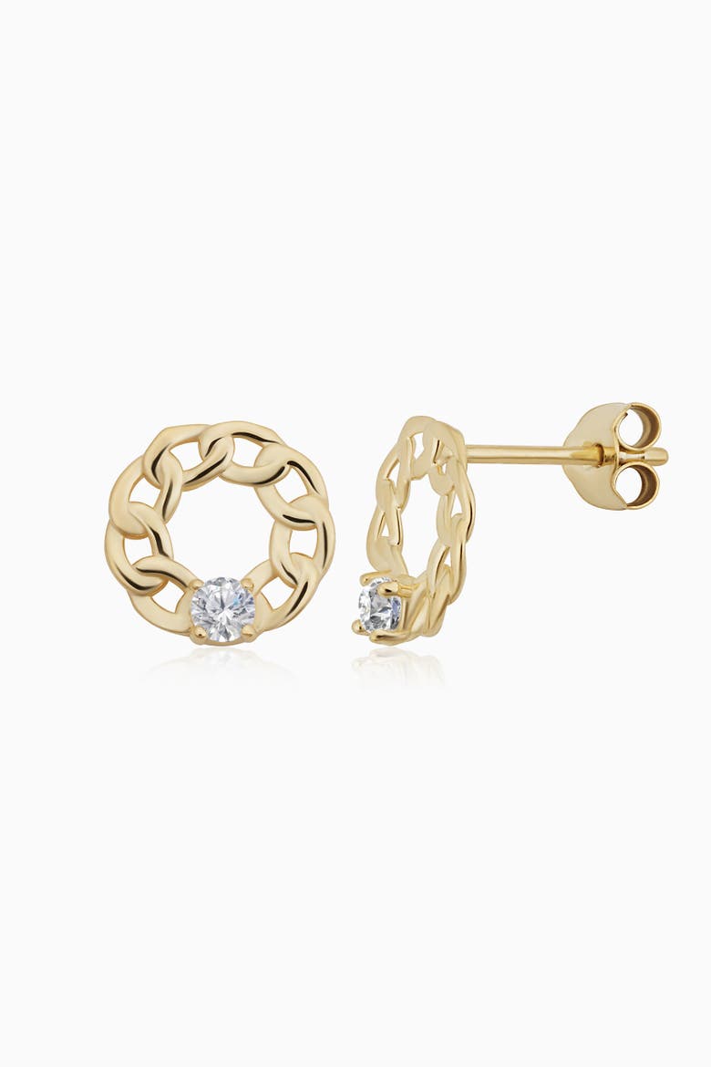 14K Yellow Gold Halo Studs, Alternate, color, Yellow Gold