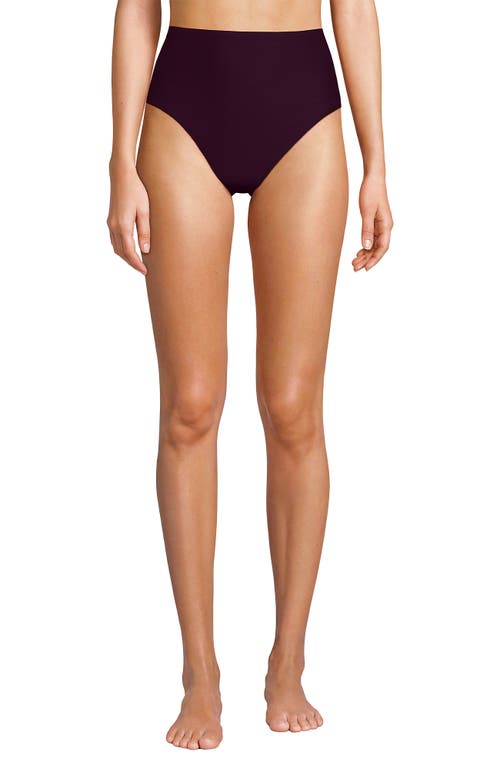 LANDS' END LANDS' END RIBBED SMOOTHING HIGH WAISTED BIKINI BOTTOMS