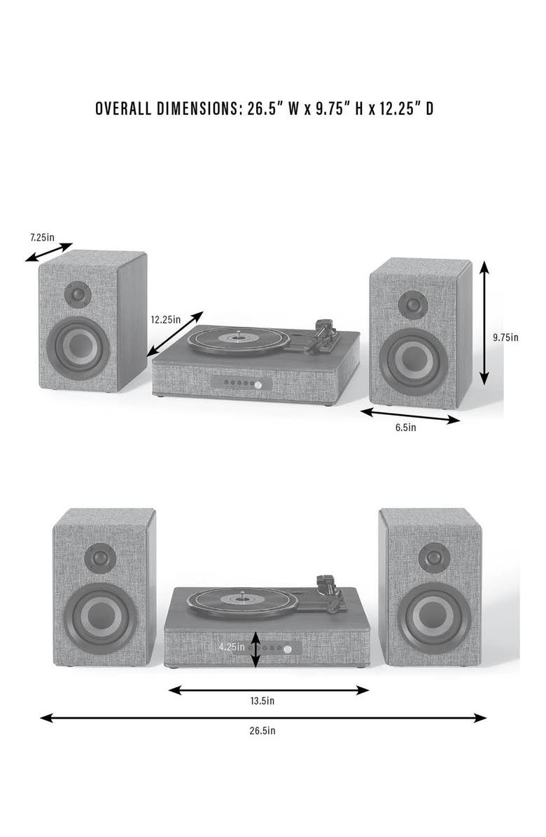Crosley Radio Aria Bluetooth<sup>®</sup> 3-Speed Turntable & Speakers, Alternate, color, Gray