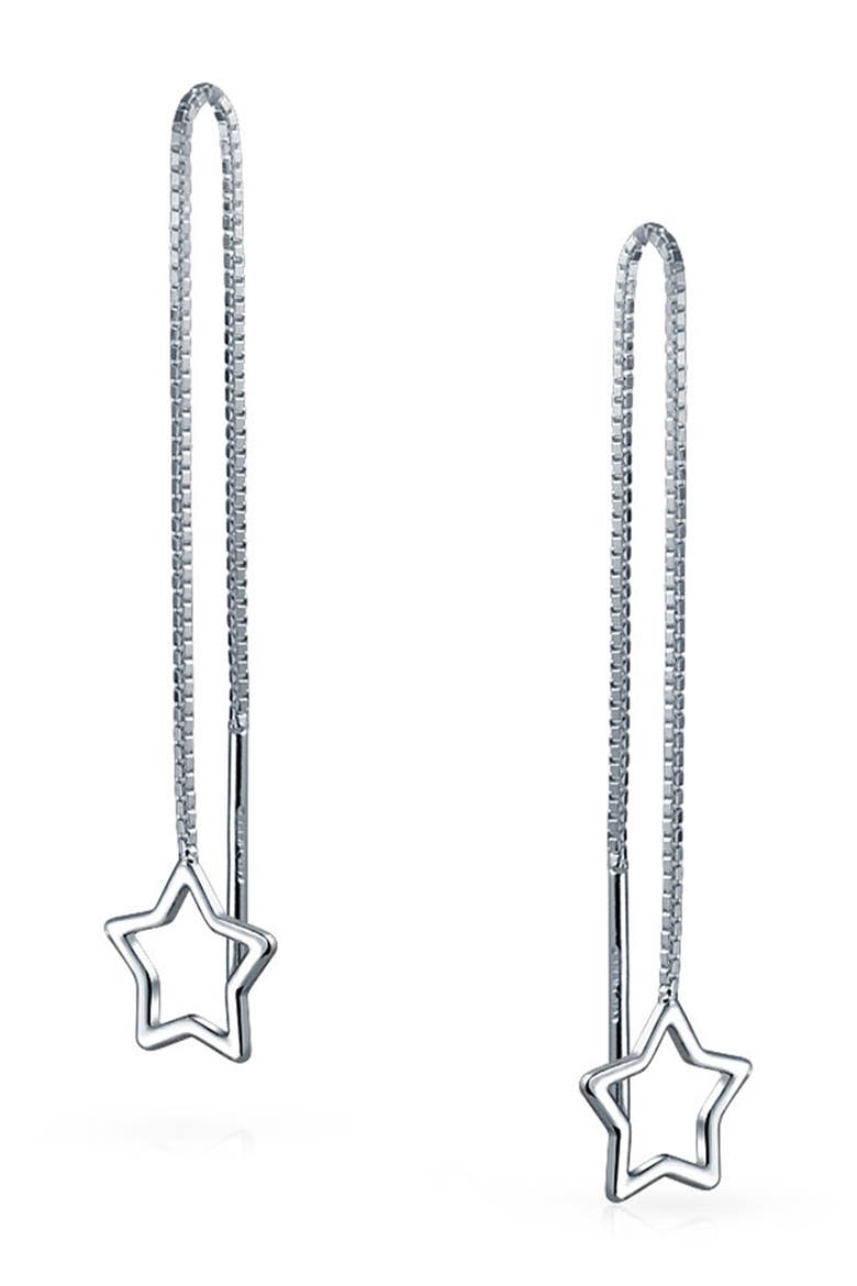 Sterling Silver Star Drop Earrings, Alternate, color, SILVER