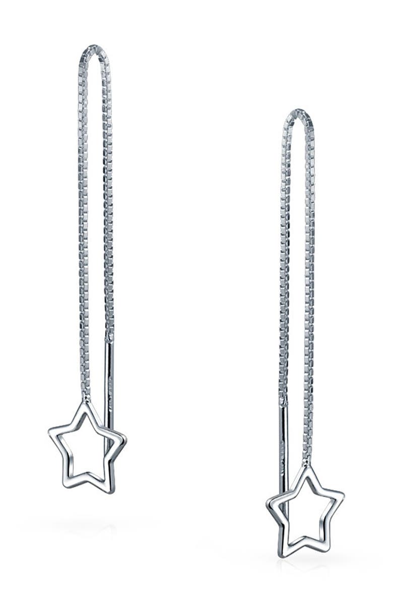 BLING JEWELRY Sterling Silver Star Drop Earrings, Alternate, color, Silver