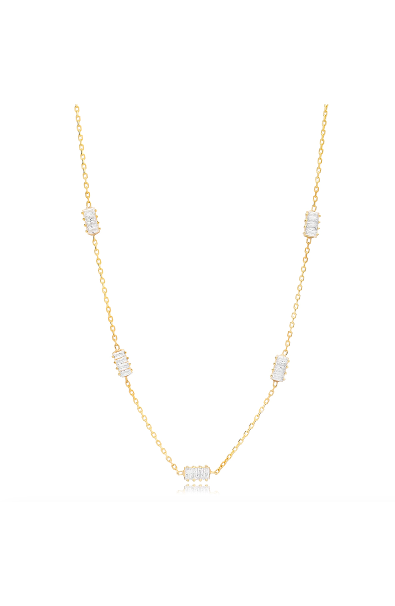 Mazin Jewels Baguette Station Necklace, Main, color, Yellow Gold