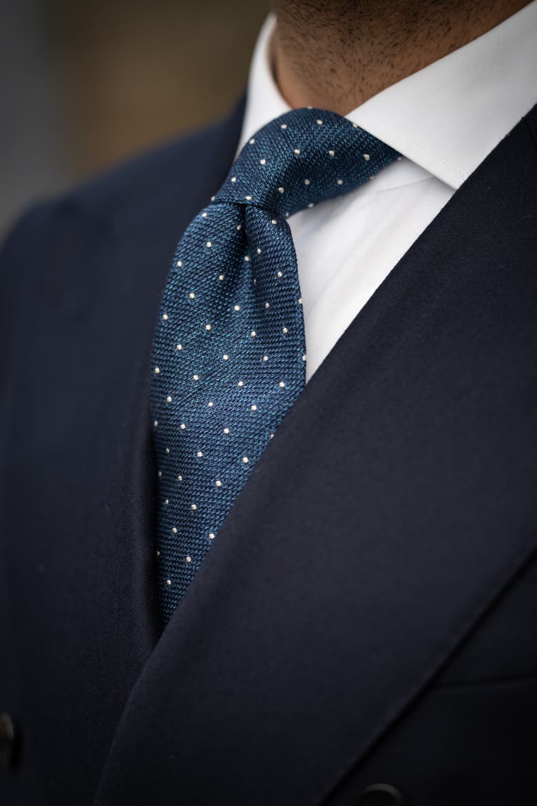 Mattei - Extra Long Silk Grenadine Tie for Men, Alternate, color, Blue
