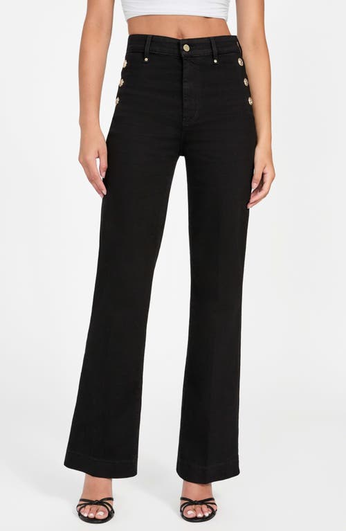 Guess New Faye High Waist Flare Leg Sailor Jeans In Black