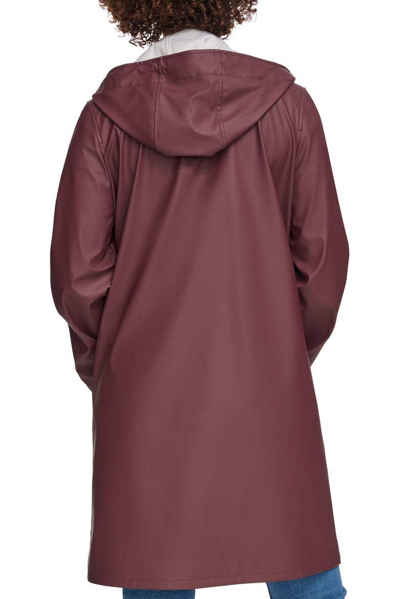 Water Resistant Hooded Long Rain Jacket, Alternate, color, DECADENT CHOCOLATE