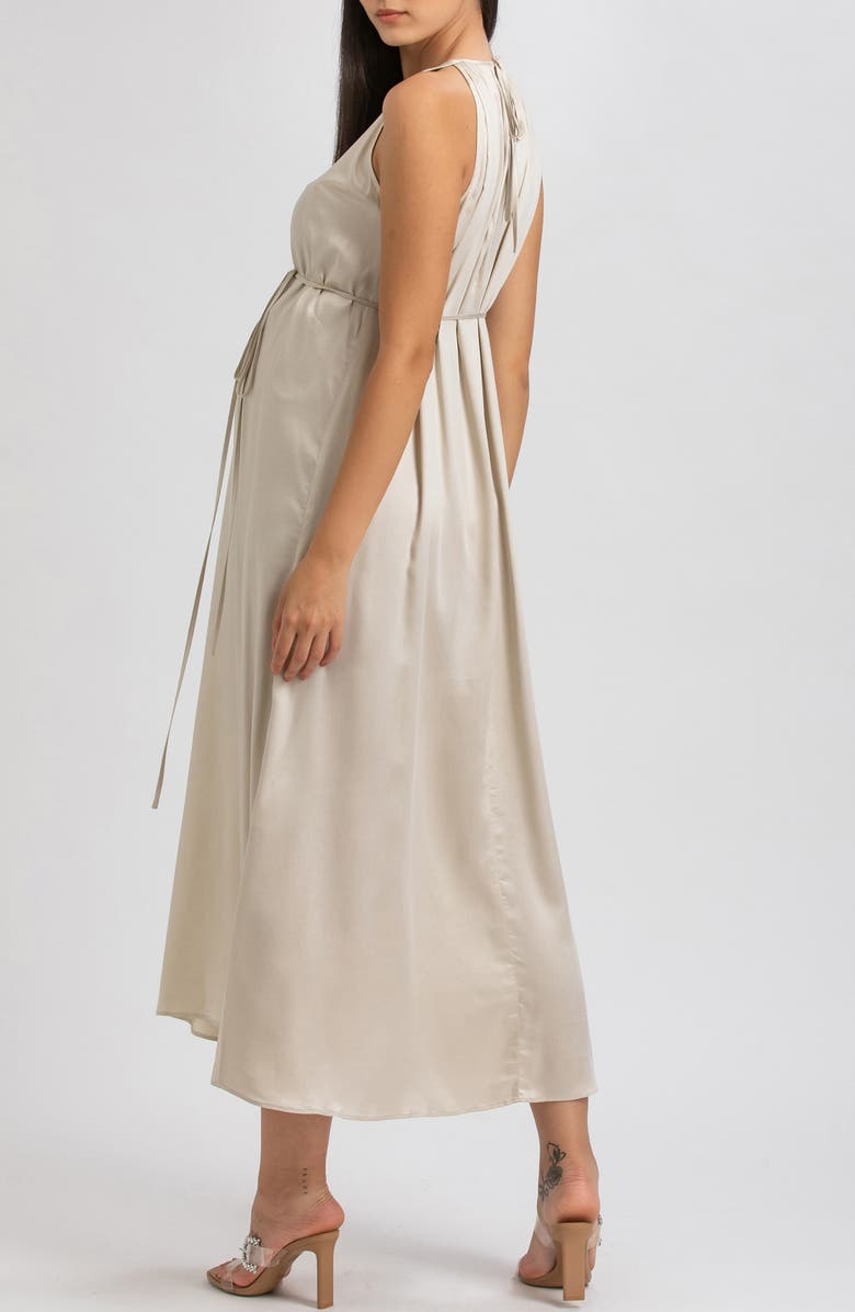 PIETRO BRUNELLI MATERNITY Sleeveless Satin Maternity Dress, Alternate, color, Beige