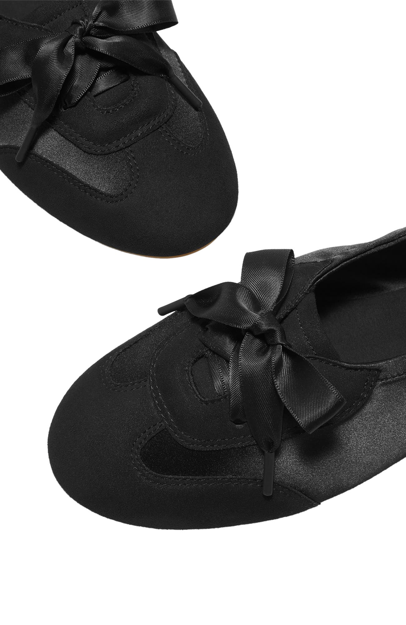 VIVAIA Round-Toe Satin Sneakerina, Alternate, color, Black