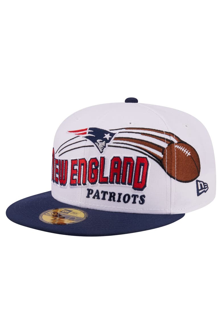Men's New Era White/Navy New England Patriots Retro Swoop 59FIFTY Fitted Hat, Alternate, color, White