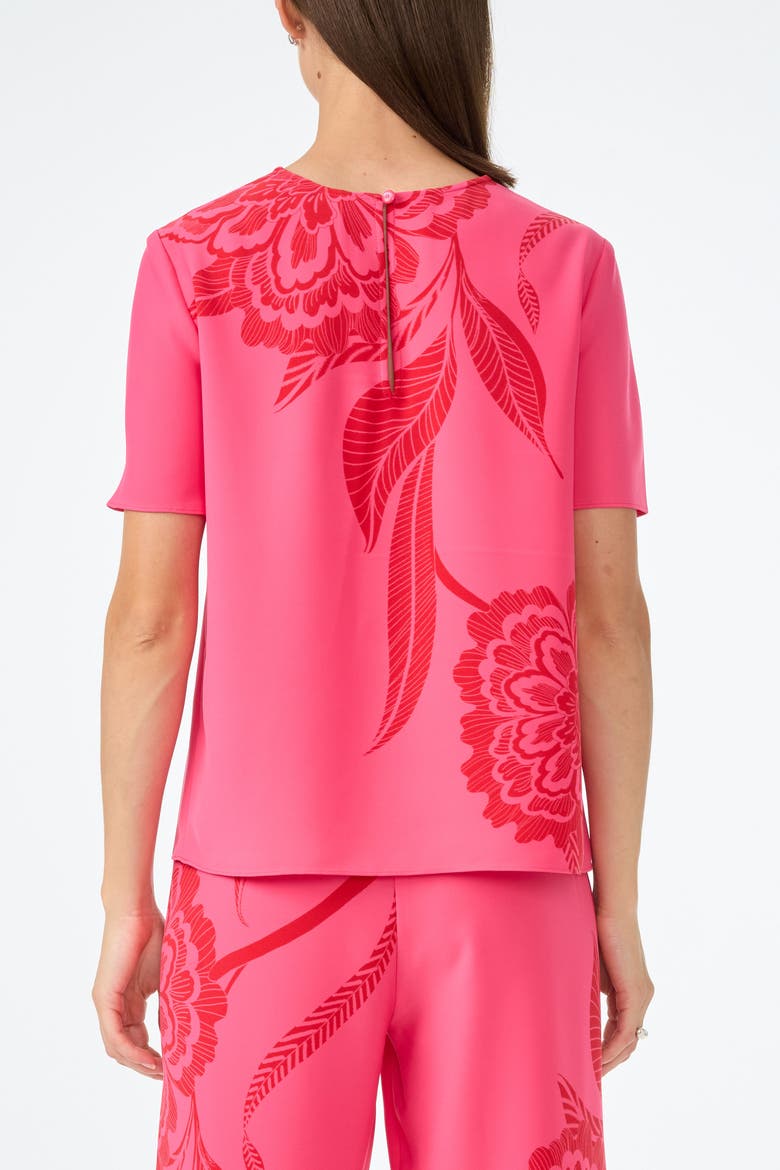 Sugarhill Short Sleeve Printed Top, Alternate, color, Rosewater/Reina Red