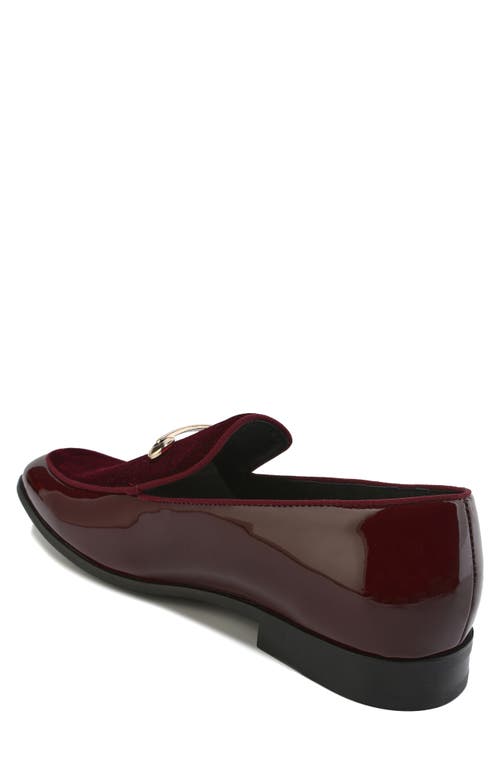 Gino Vitale Velvet & Patent Leather Bit Loafer In Wine
