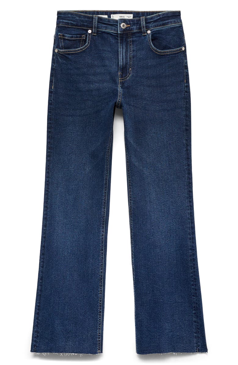 MANGO Mid Rise Crop Flare Jeans, Alternate, color, Dark Blue