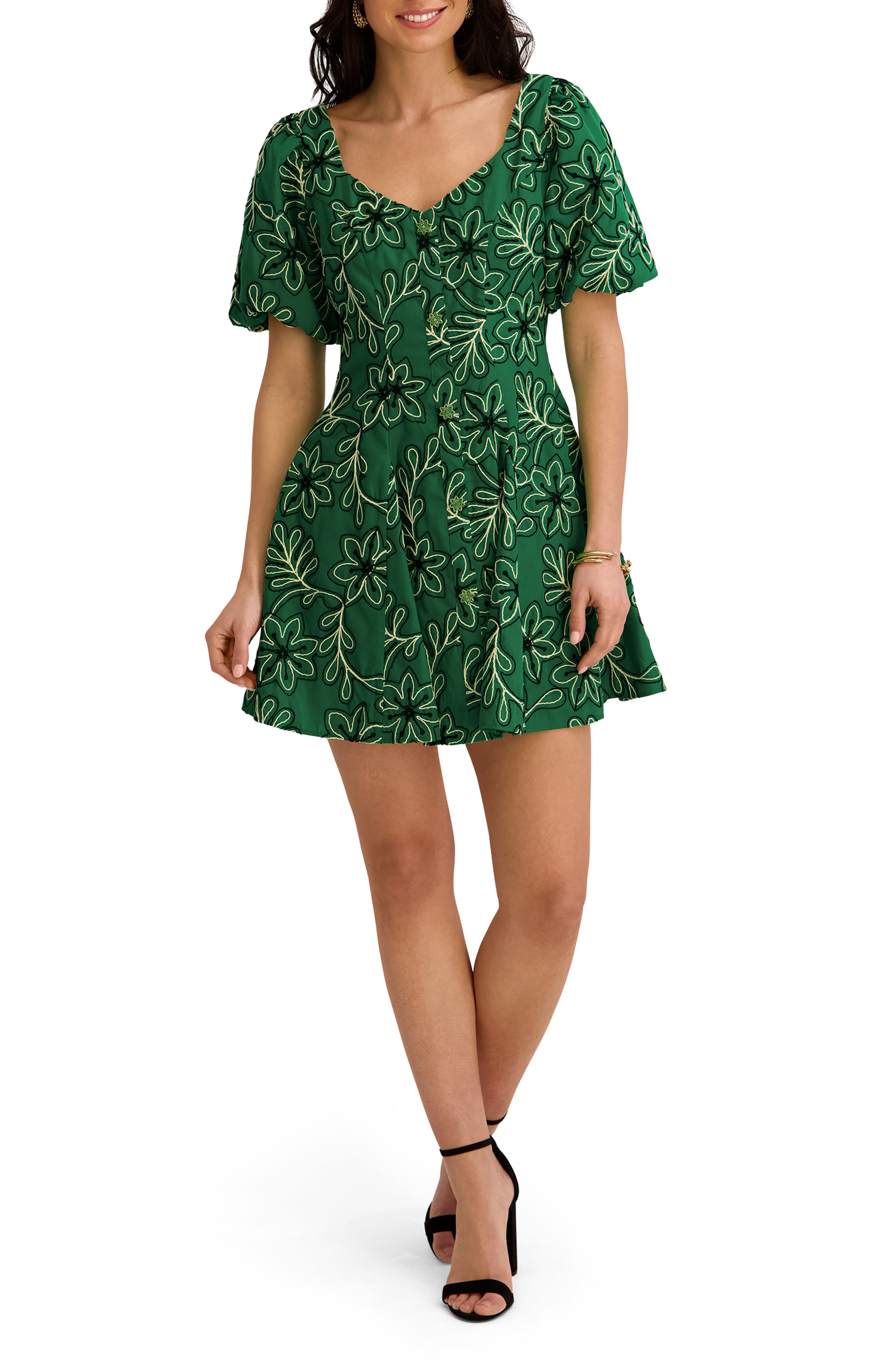 Embroidered Short Sleeve Minidress
