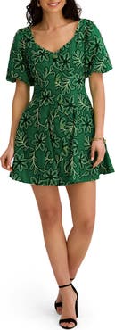 Kensie Embroidered Short Sleeve Minidress