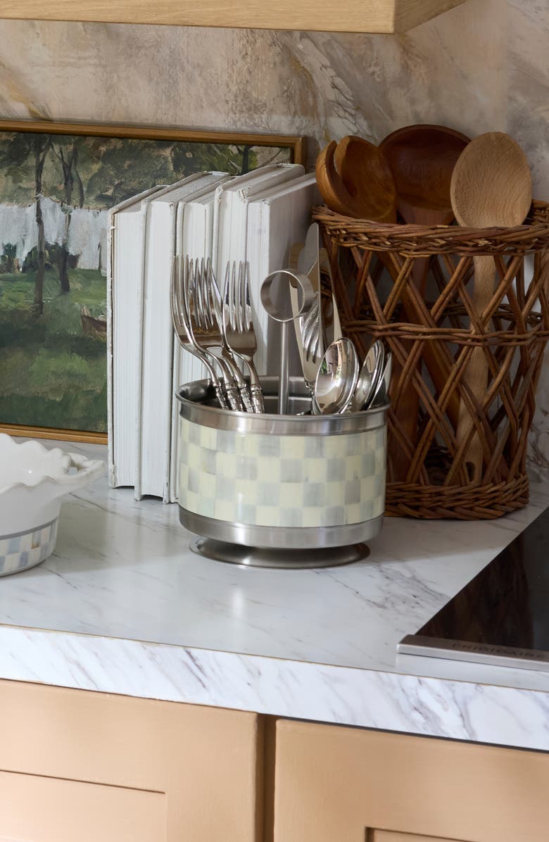 MACKENZIE CHILDS Sterling Check Supper Club Flatware Caddy, Alternate, color, Sterling