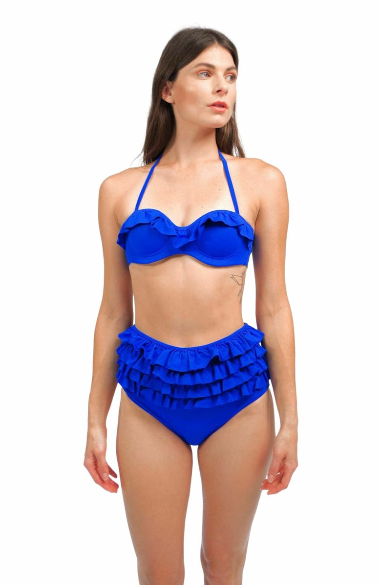 Mary Mercedes Ruby Ruffle Bikini Bottom, Alternate, color, Royal Blue