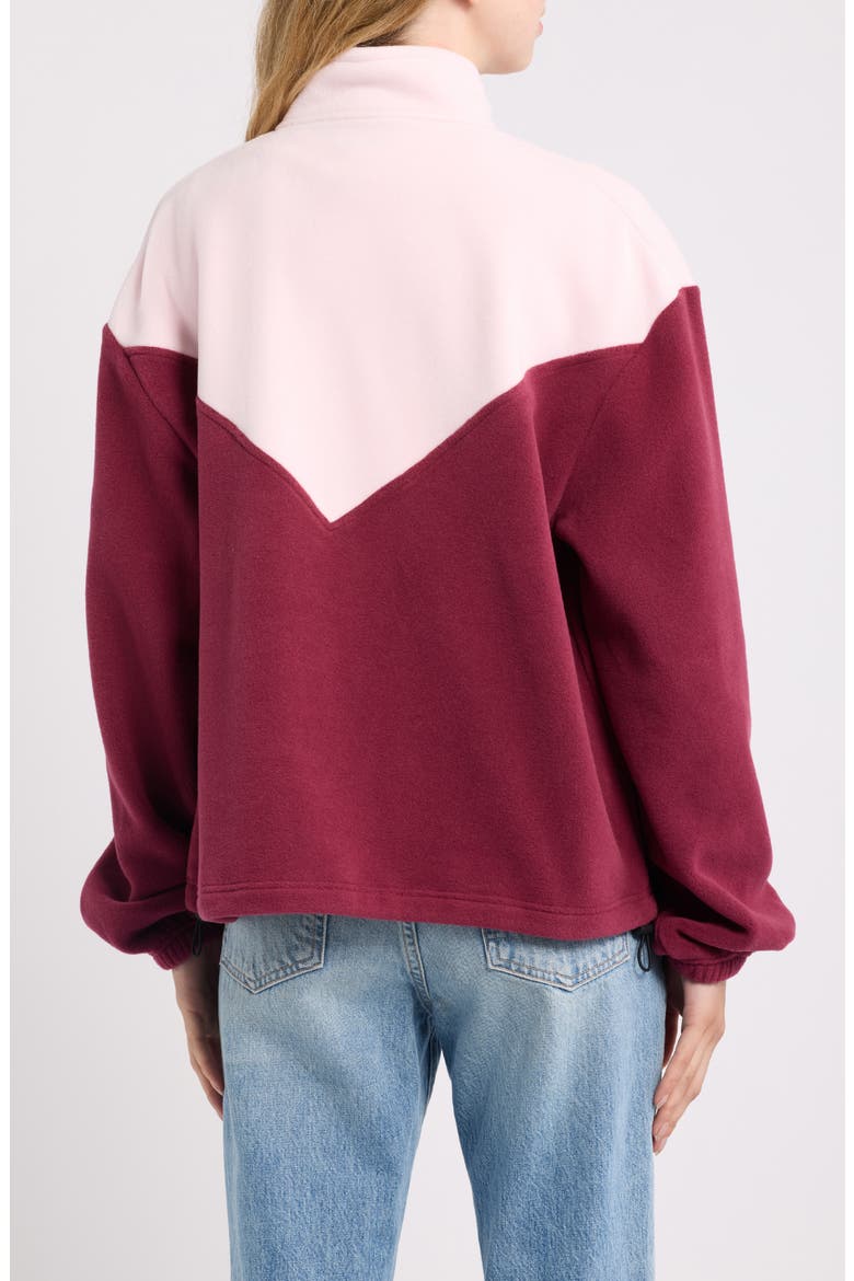 Tayen Quarter Zip Fleece Jacket, Alternate, color, BLOOM PINK / BURNT VERMILLION