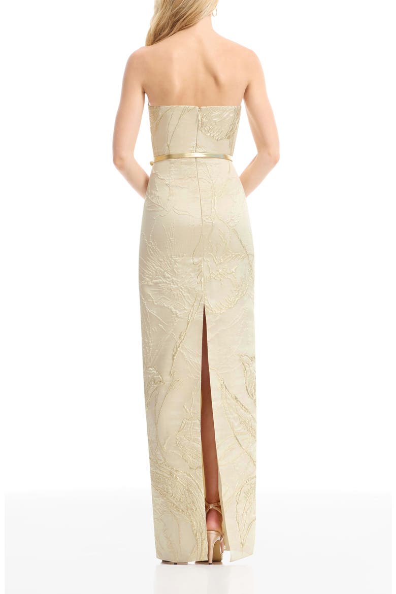Kahlani Metallic Floral Jacquard Strapless Column Gown, Alternate, color, CHAMPAGNE MULTI