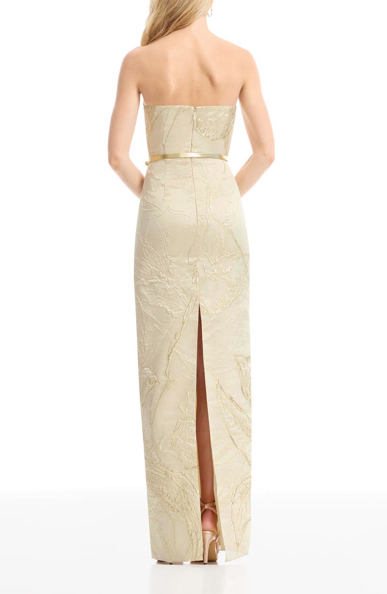 Dress the Population Kahlani Metallic Floral Jacquard Strapless Column Gown, Alternate, color, Champagne Multi