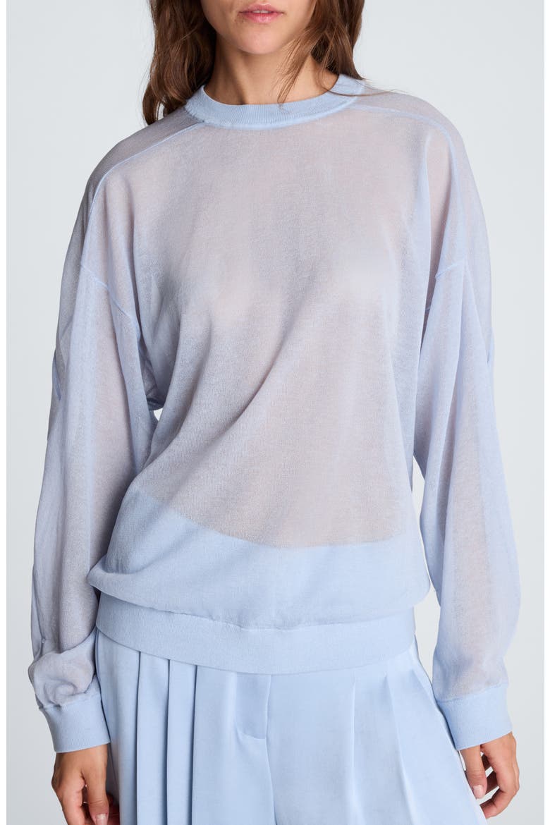 Sheer Crewneck Sweater, Main, color, SERENE BLUE