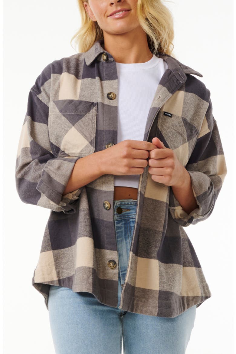 La Isla Plaid Flannel Button-Up Shirt, Main, color, WASHED BLACK