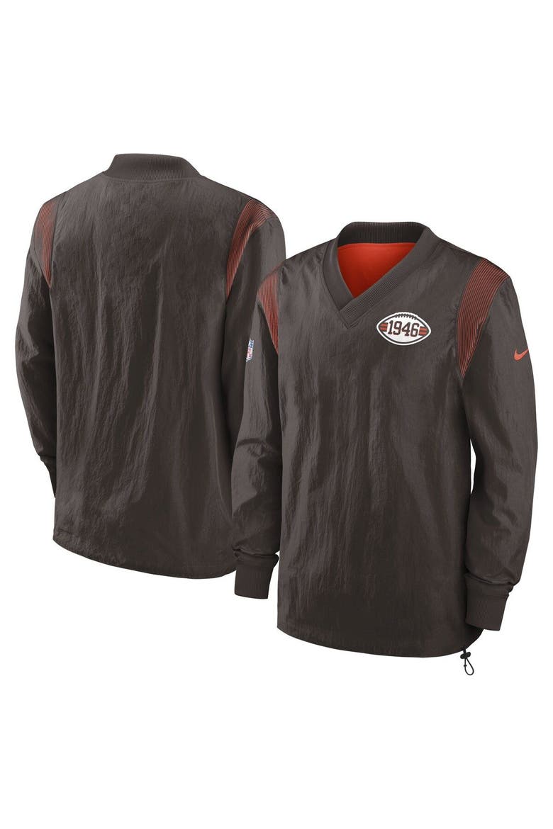 Men's Nike Brown Cleveland Browns Sideline Team ID Reversible Pullover Windshirt, Main, color, Brown