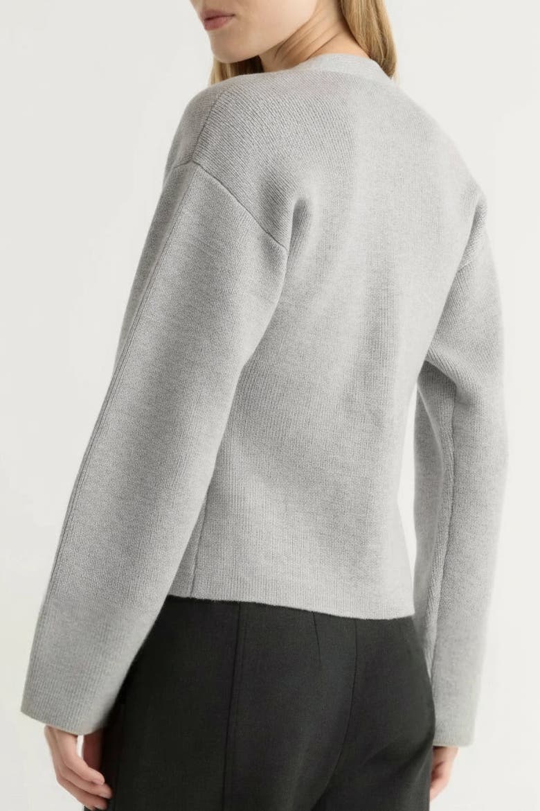 Elinor Organic Cotton Wool V-Neck Cardigan, Alternate, color, Black